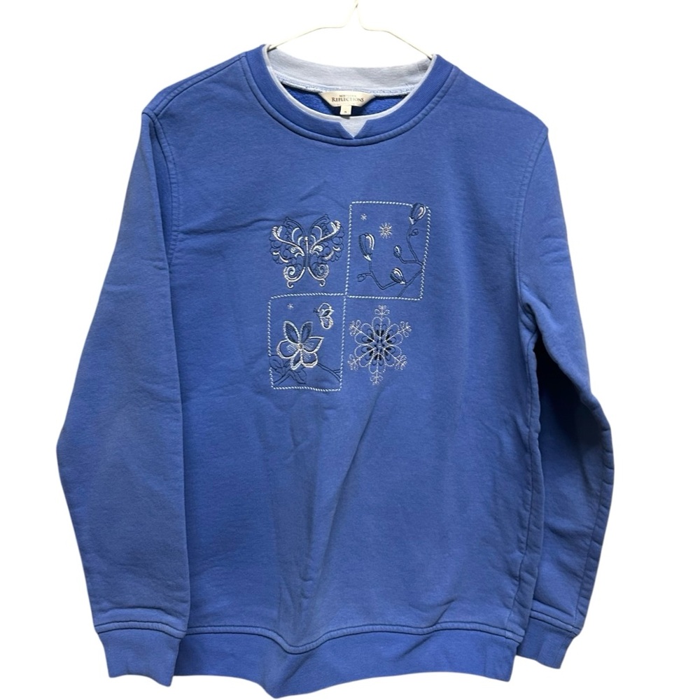 Northern Reflections Embroidered Notch Neck Fleece Sweatshirt - Size S